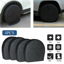 (Black, L) 4 Pack Waterproof Tire Cover Spare Tyre Wheel Rv Trailer Camper Anti-corrosion Tyre Protector