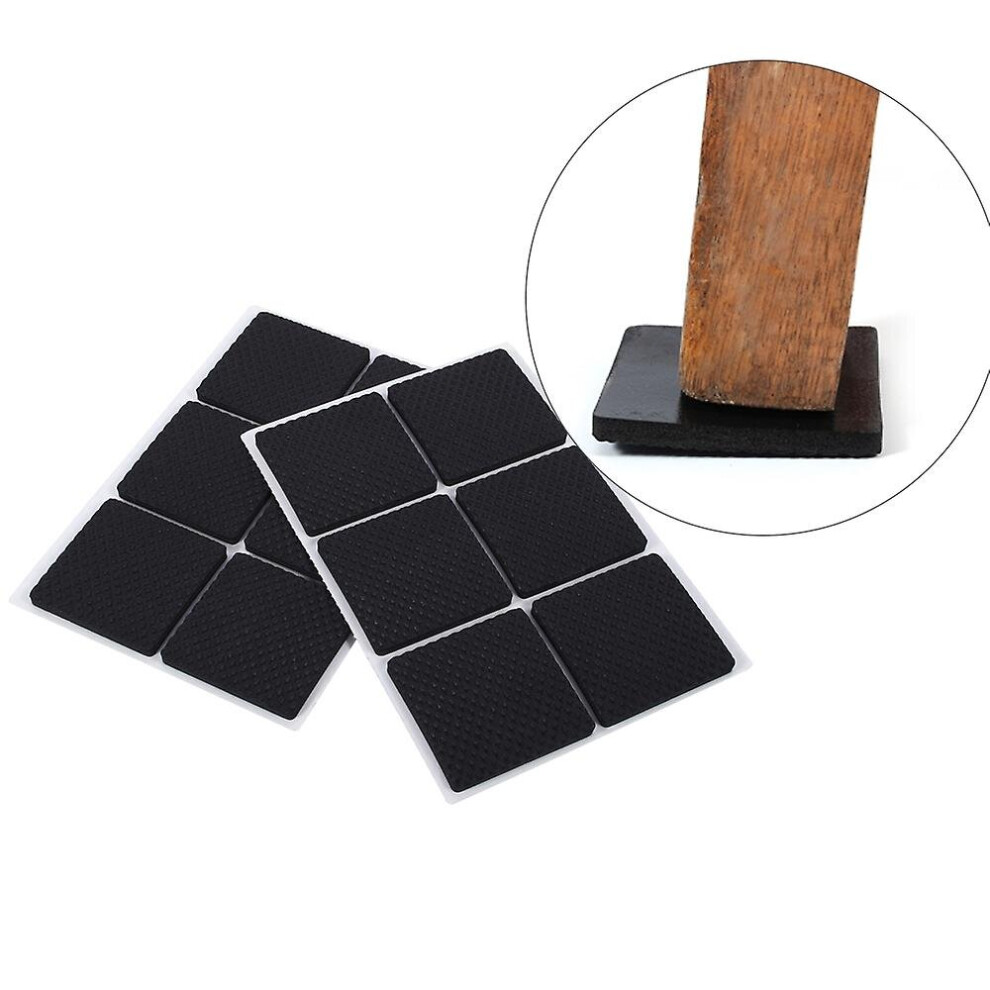 (Square 12Pcs) Non-Slip Self-Adhesive Rubber Feet Pads Black Funiture Chair Pads Protector Floor Protectors 760954518548