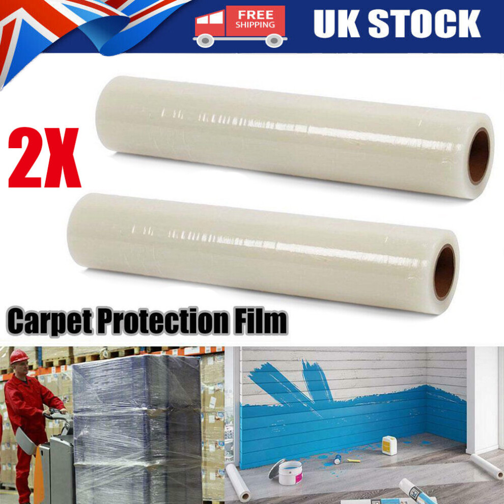 2PC Self Adhesive Carpet Protector Film Dust Cover Floor Protection UK