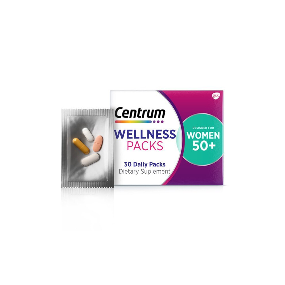 Centrum Wellness Packs Daily Vitamins for Women In Their 50S, With Complete Multivitamin - 30 Packs/1 Month Supply