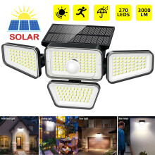 CZHONG-270LEDs 4 Head Solar Security Lights Outdoor Motion Sensor Wall Lights