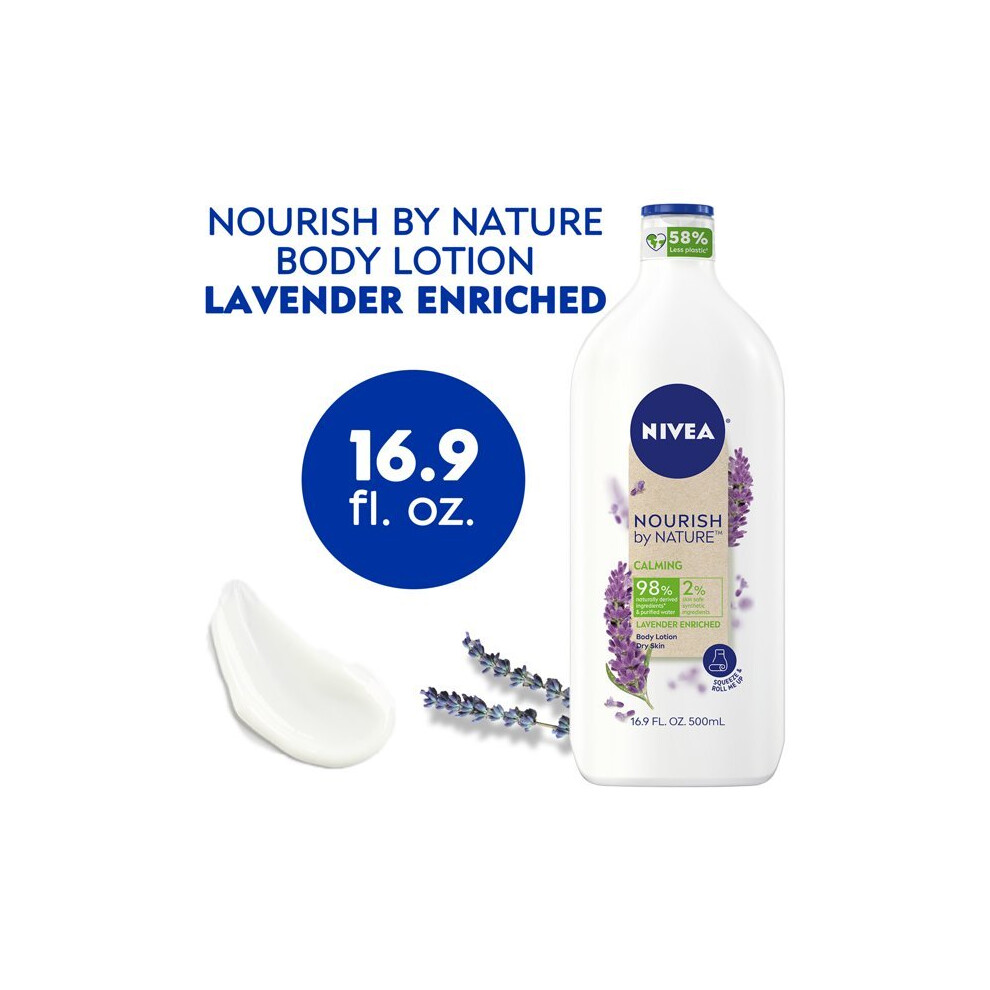 NIVEA Nourish by Nature Lavender Enriched Calming Body Lotion, 16.9 Fl Oz