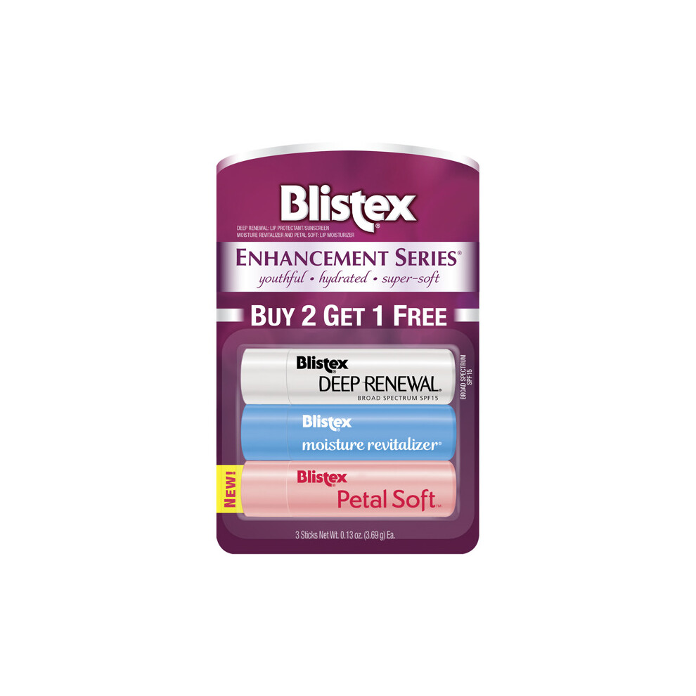 Blistex Enhancement Series, Deep Renewal, Moisture Revitalizer, Petal Soft 3 Pack