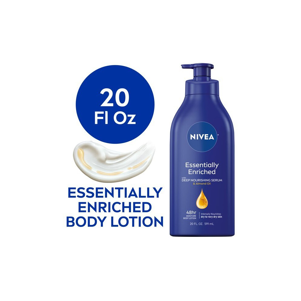 NIVEA Essentially Enriched Body Lotion for Dry Skin, 20 Fl Oz Pump Bottle