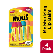 Carmex Daily Care Minis Moisturizing Lip Balm Tubes with SPF 15, Strawberry, Cool Mint, Wild Berry and Peach Mango Lip Balm Pack - 0.18 oz ea, 4 Ct