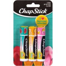 ChapStick Lip Balm I Love Summer Collection Variety 3-Pack - Sweet Watermelon Peaches & Cream Pink Lemonade Moisturizing Lip Care 0.15 Oz Ea