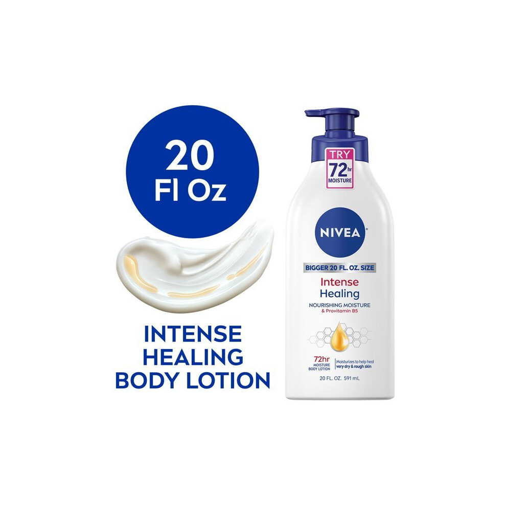 New Nivea Intense Healing Body Lotion, 72 Hour Moisture For Dry To Very Dry Skin, 20 Fl Oz Pump Bottle