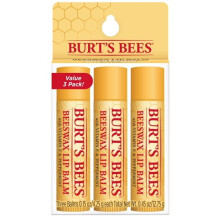 Burt's Bees 100% Natural Origin Moisturizing Lip Balm, Original Beeswax with Vitamin E & Peppermint Oil, 3 Tubes