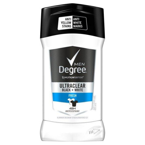 Degree, UltraClear, Black & White, Αντιπερσπαράντε και Δοσολογία, Fresh, 2.7 oz (76 g)