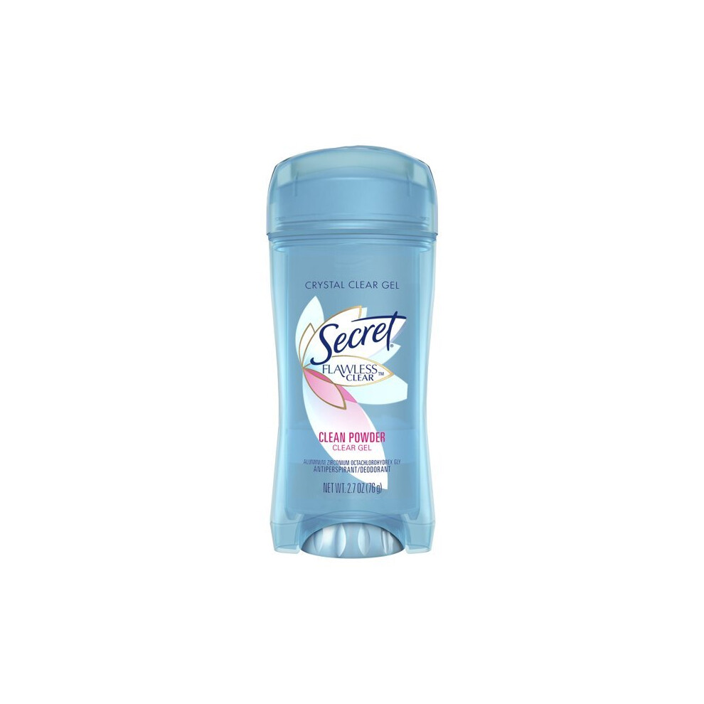 Secret Flawless Crystal Clear Gel Clean Powder Antiperspirant Deodorant 2.7 Oz.