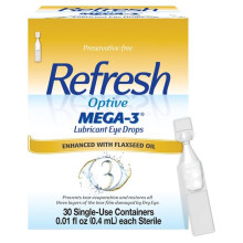 Refresh Optive Mega-3 Lubricant Eye Drops Non-Preserved Tears, 30 Single-Use Containers, 0.01 fl oz (0.4 mL)