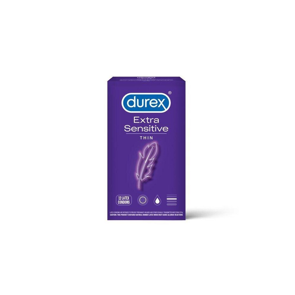 Durex Extra Sensitive and Extra lubricated, Ultra-Fine Latex Condoms - 12 Condoms