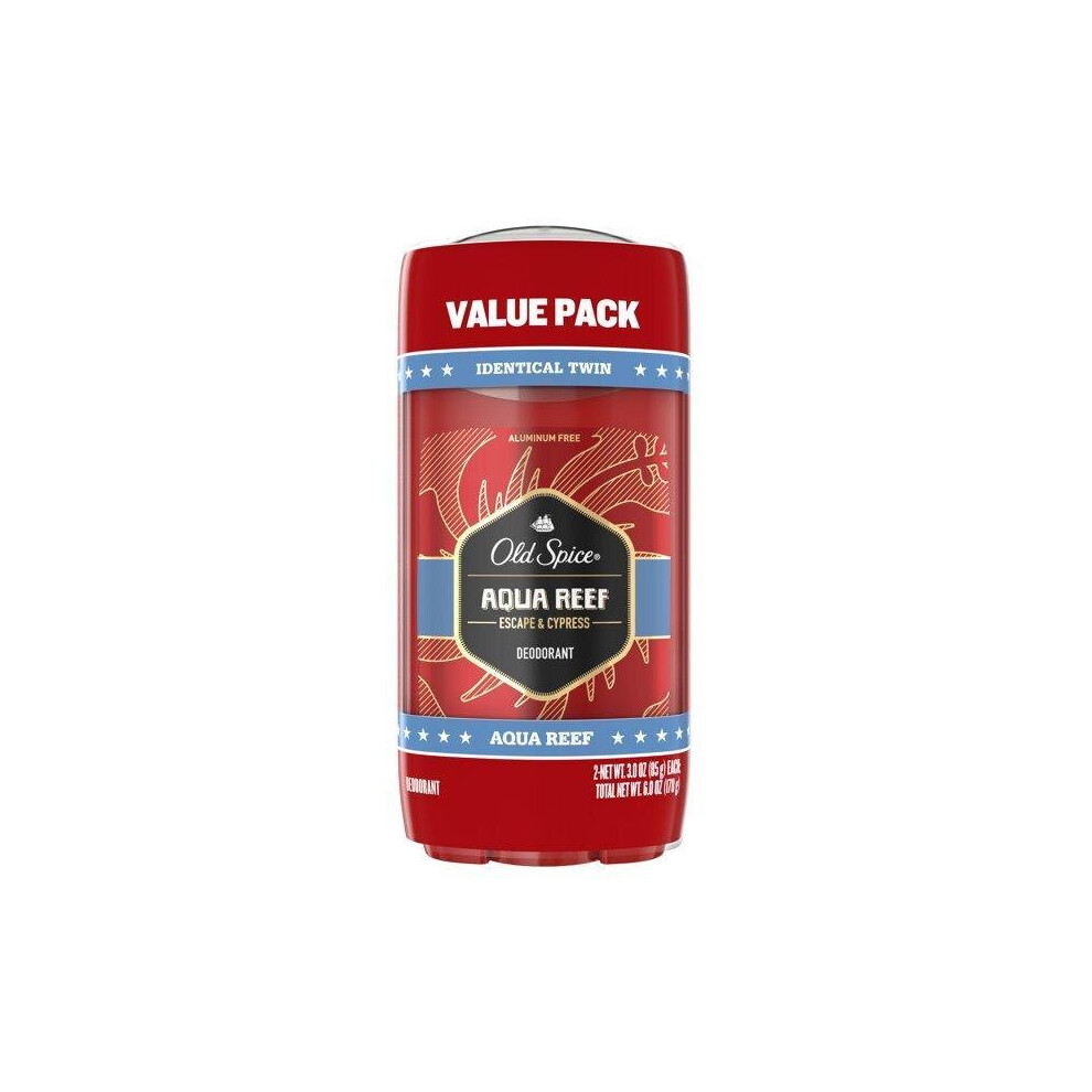 Old Spice Red Collection Deodorant Twin Pack, Aqua Reef, 6 oz