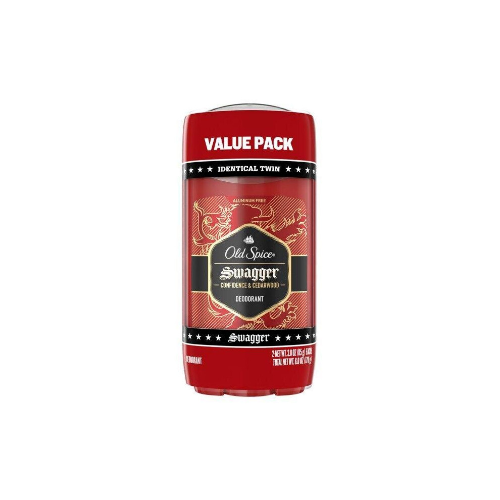 Old Spice Red Collection Swagger Scent Deodorant for Men, Value Pack, 3 oz, Pack of 2