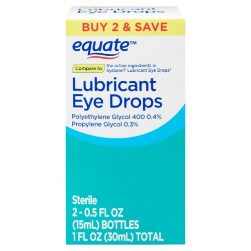 Equate Lubricant Eye Drops, 0.5 fl oz, Twin Pack