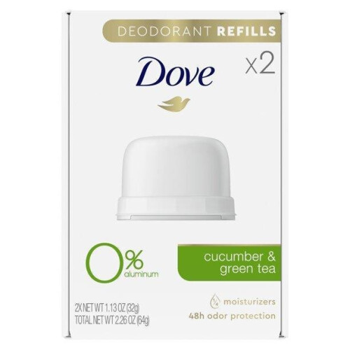 Dove Dove Deodorant Refills Refill Kit Cucumber & Green Tea, 1.13 oz, 2 Count