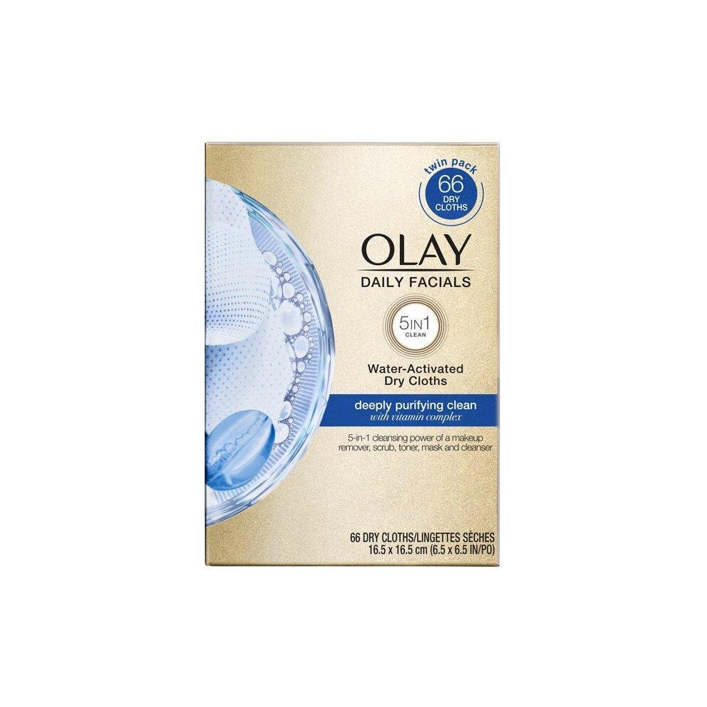 Olay Daily Facials Cleansing Cloths, Deep Purifying, 66 Count