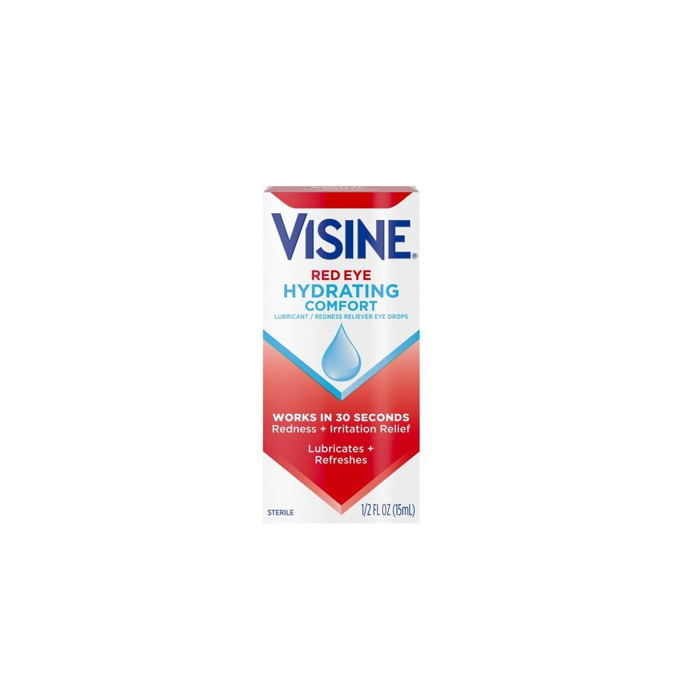 Visine Red Eye Hydrating Comfort Lubricating Eye Drops, 0.5 fl. Oz