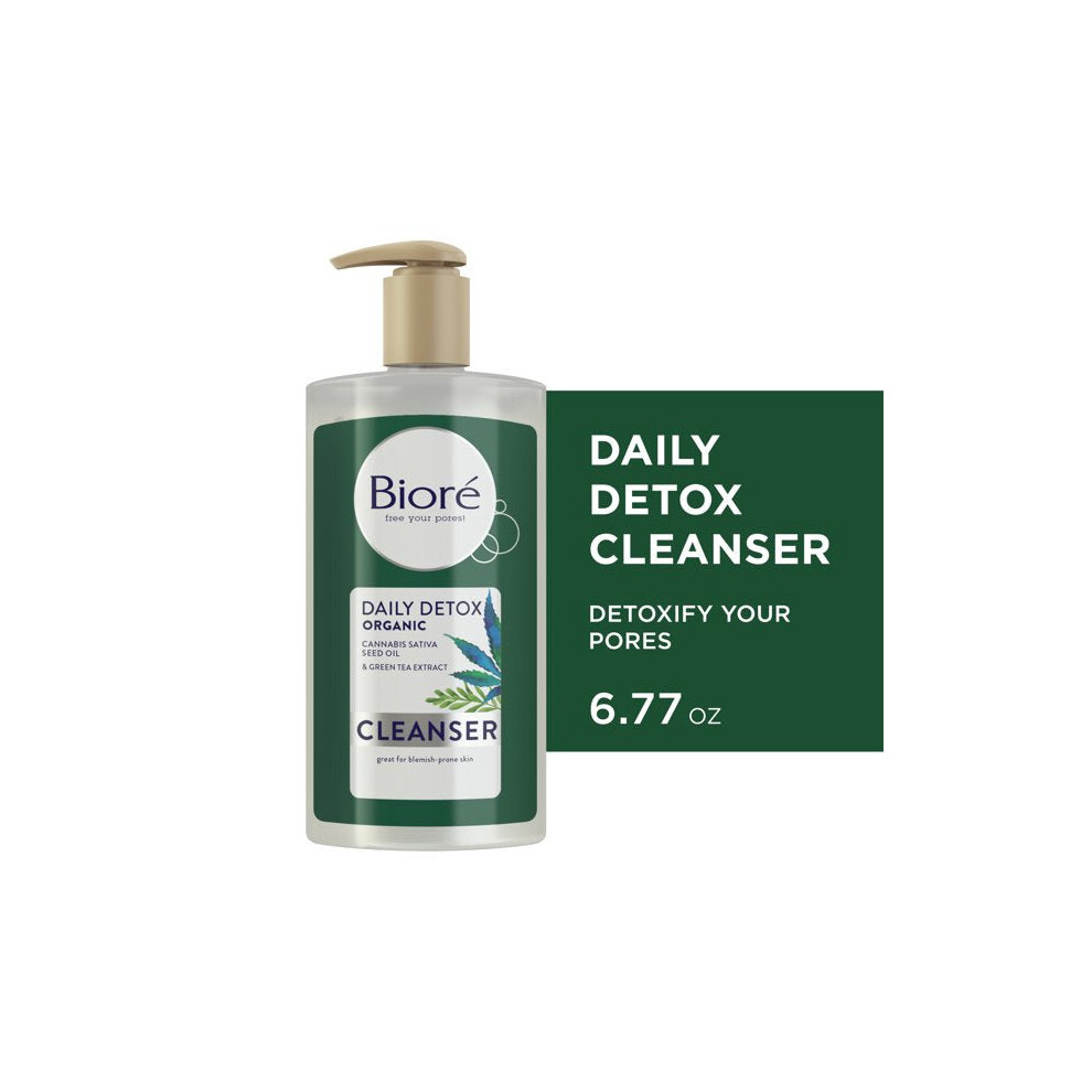Biore Daily Detox With Cannabis Sativa Seed Oil Cleanser, 6.77 Fl Oz