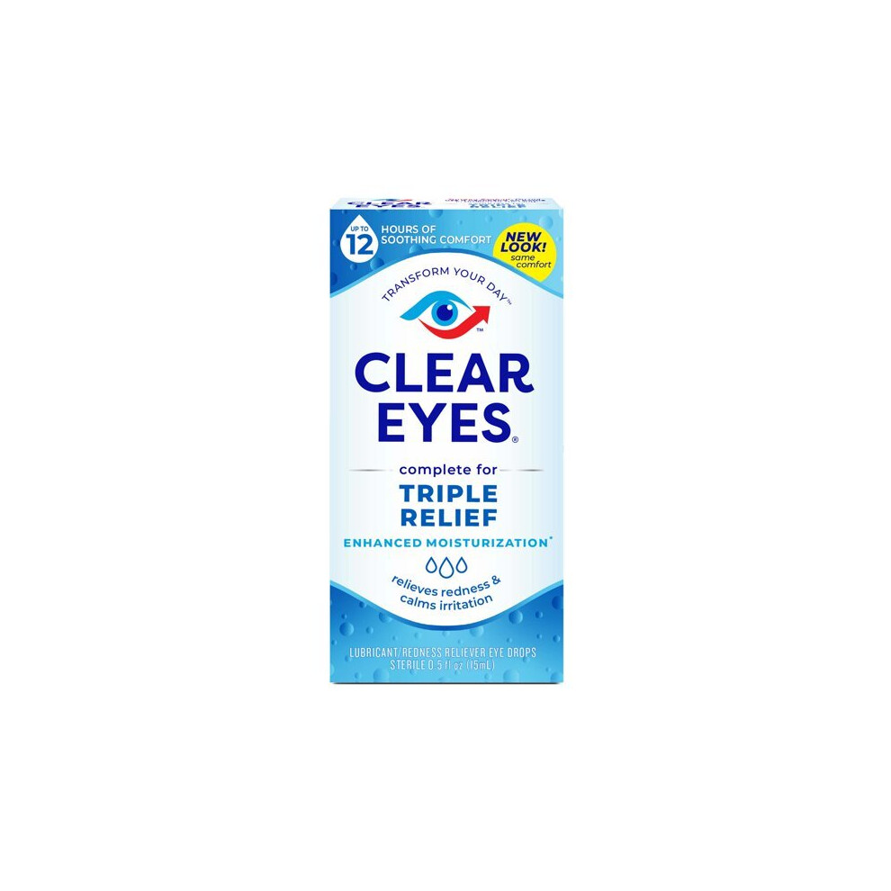 Clear Eyes Triple Relief Lubricant Eye Drops, 0.5 fl oz