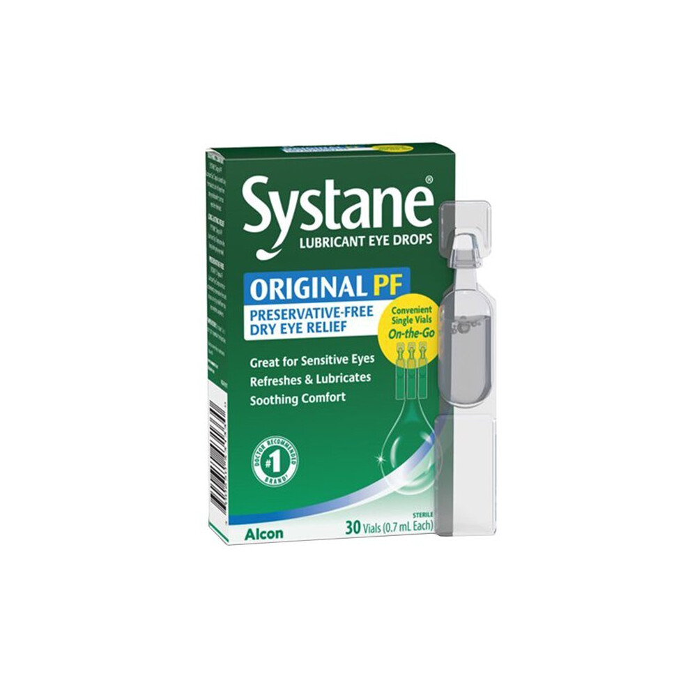 Systane Lubricant Eye Drops for Dry Eye Symptoms, 30 Preservative-free Vials