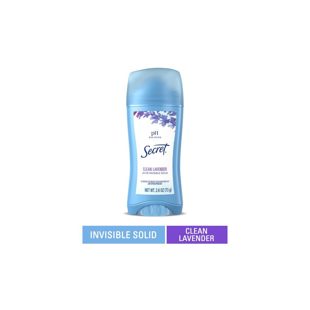 Secret Lavender Invisible Solid Antiperspirant And Deodorant, Clean 2.6 Oz