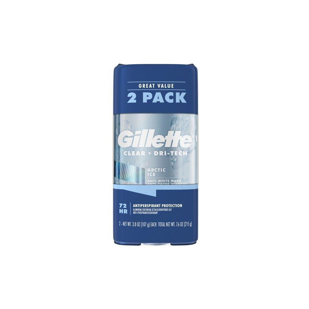 Gillette Clear Gel Arctic Ice Antiperspirant Deodorant, 3.8 oz 2 Pack