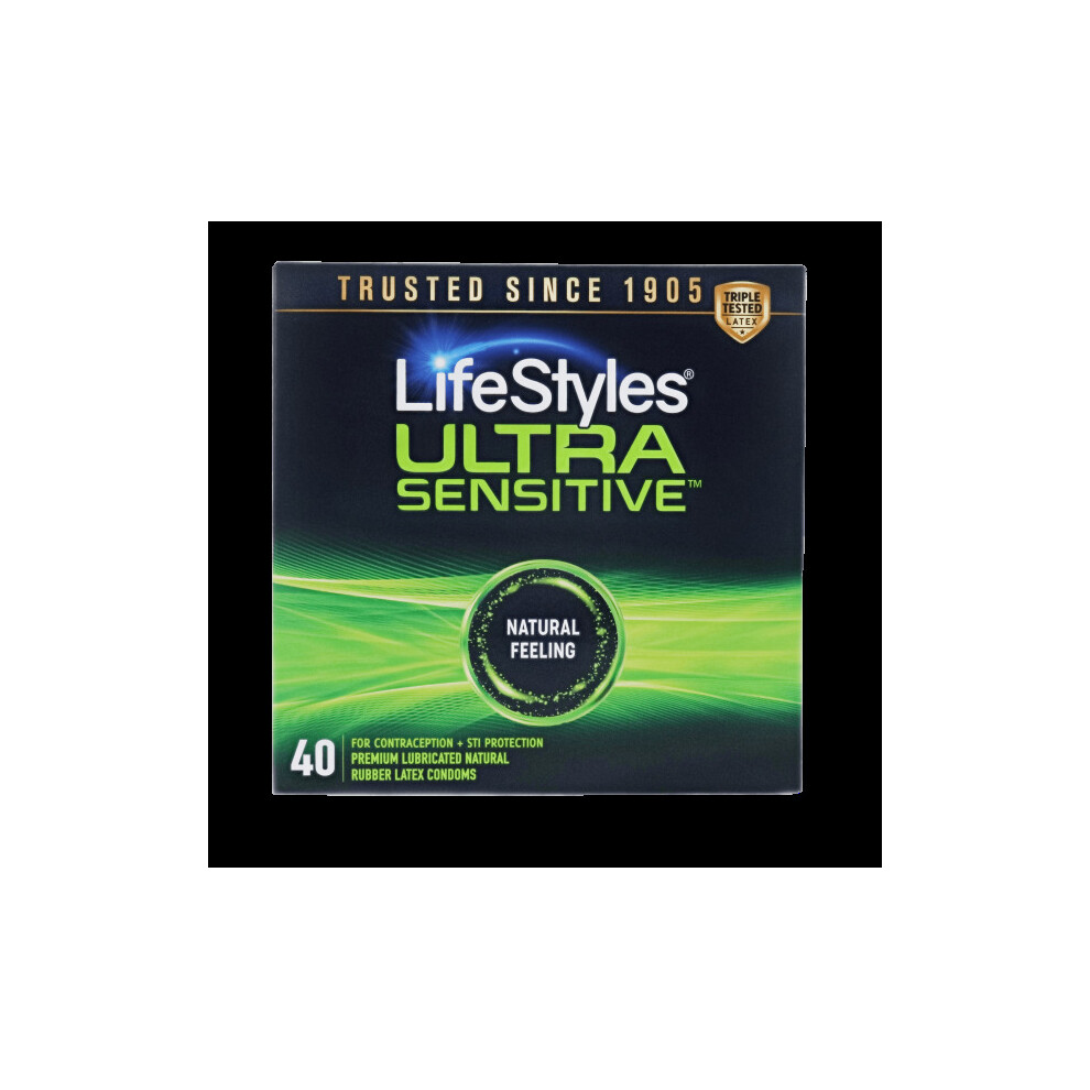 Lifestyles Ultra-Sensitive Lubricated Latex Condoms, 40 Count
