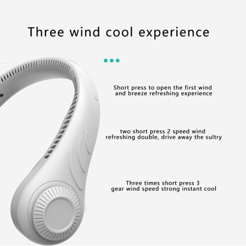 (White) Portable Bladeless Cooling Fan Neck Fan Hands-Free 2