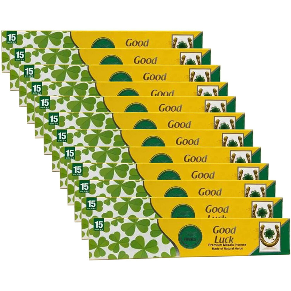 (Pack of 12) Heera Agarbatti Good Luck 15stk, Natural Air Freshener, Premium Indian Aroma Incense Stick