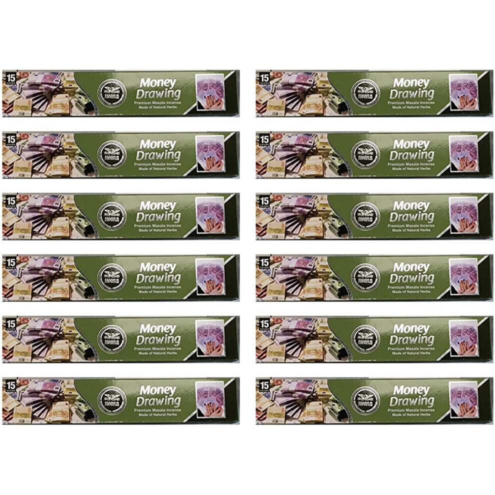 (Pack of 12) Heera Agarbatti Money drawing 15stk, Natural Air Freshener, Premium Indian Aroma Incense Stick-image-OPC-P8HJVGG-NEW