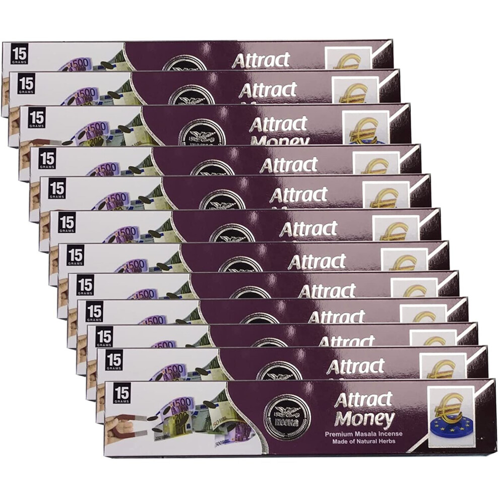 (Pack of 12) Heera Agarbatti Attract Money 15stk, Natural Air Freshener, Premium Indian Aroma Incense Stick-image-OPC-P8HJTHP-NEW