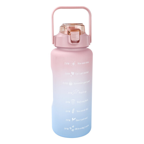 (Pink Blue) Water Bottle Marker 2L Motivational Sport Bottle