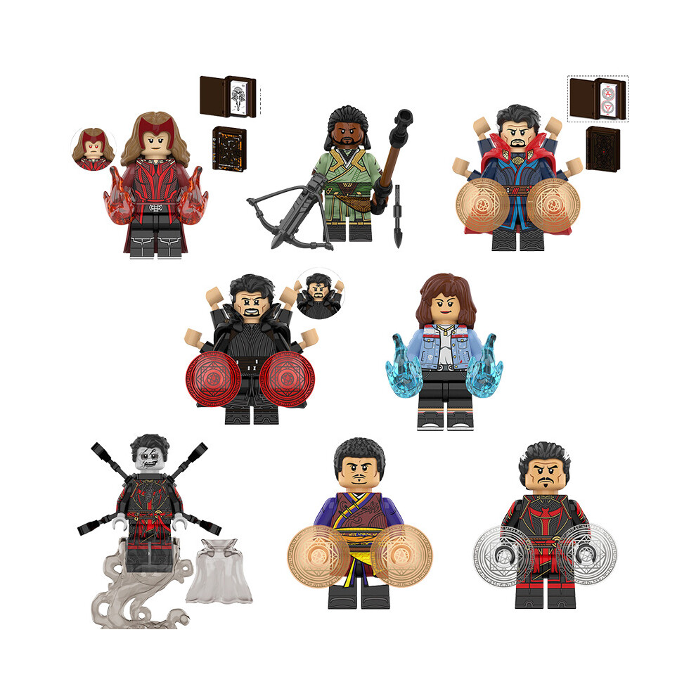 8pcs Superhero Doctor Strange Scarlet Witch Action Figure Building Blocks