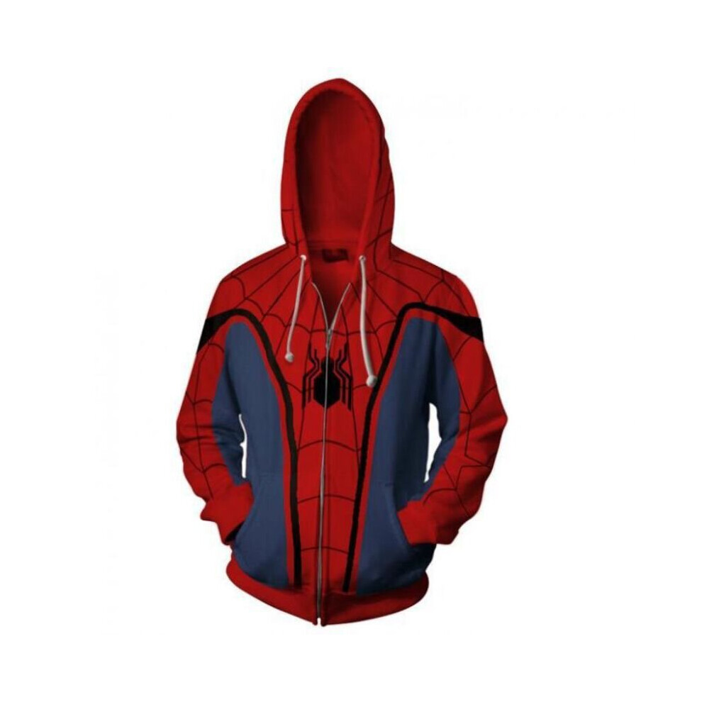 (Hoodie, S) Spiderman Zip Hoodie Jacket Superhero Cosplay Man Hip Hop Red,Not,Specified
