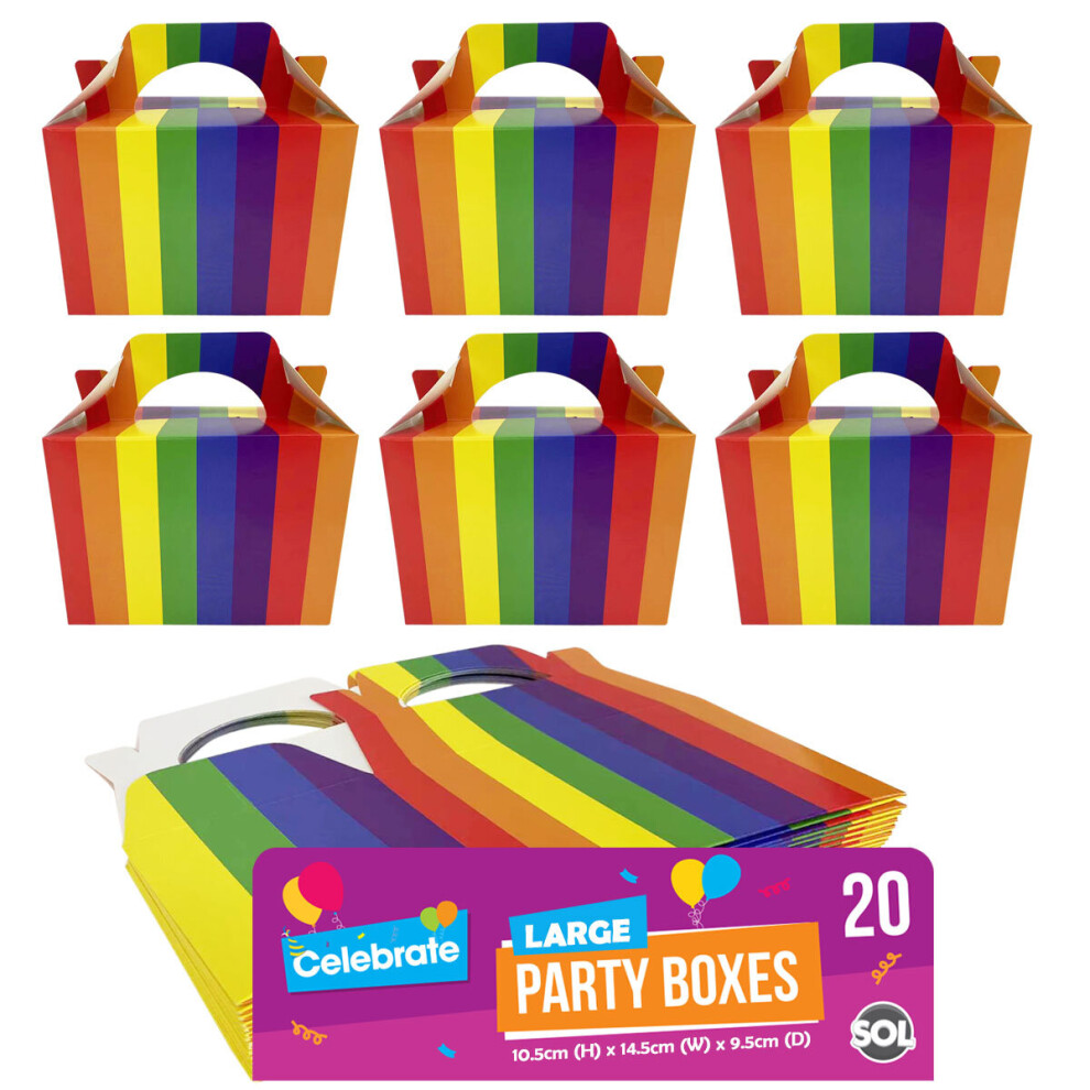 20pk Rainbow Party Boxes Large | Kids Food Sweet Treat Birthday