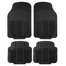(4 Pcs Black Rubber Mat) Universal Luxury Heavy Duty Rubber Nonslip Car Mat