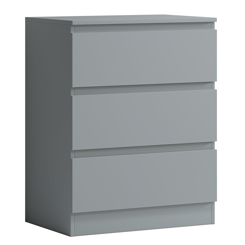 (Matt Grey) Narvik 3 Drawer Chest of Drawers - Modern Design