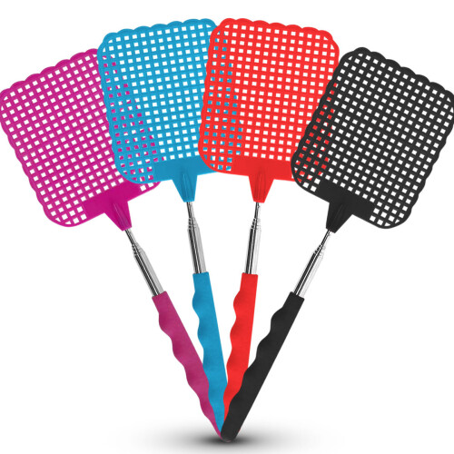 SOL 4pk Fly Swatter Telescopic Long Extendable 26-73cm Swat Bug Insect