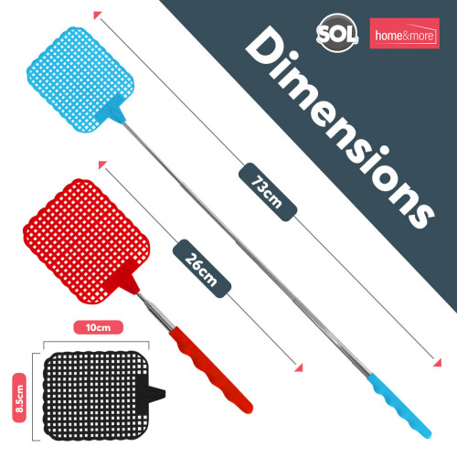 SOL 4pk Fly Swatter Telescopic Long Extendable 26-73cm Swat Bug Insect 2