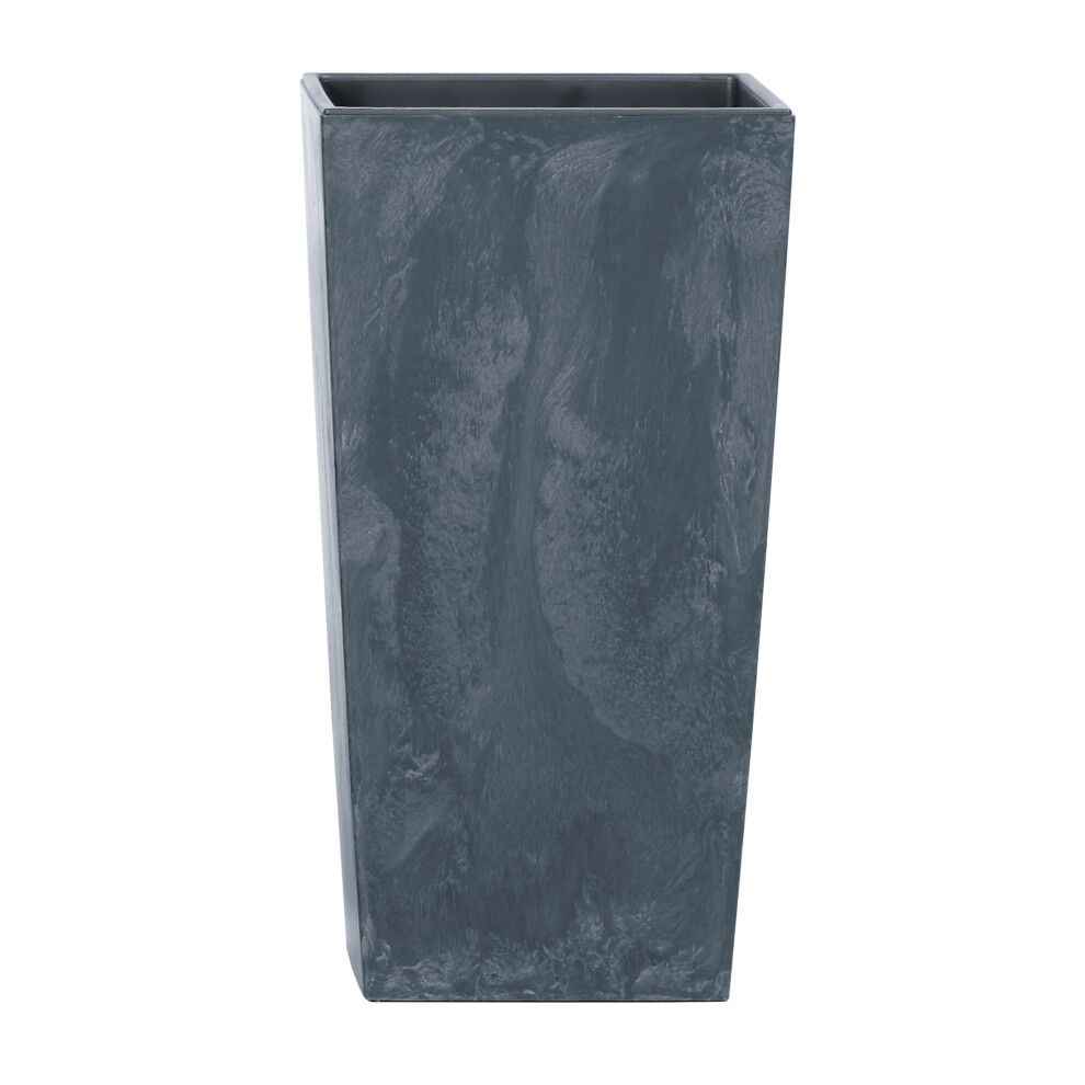Urbn-Garden (1Pcs, ) Square Tall Concrete Effect Flower Plant Pot Indoor Outdoor Garden Patio Planter Black