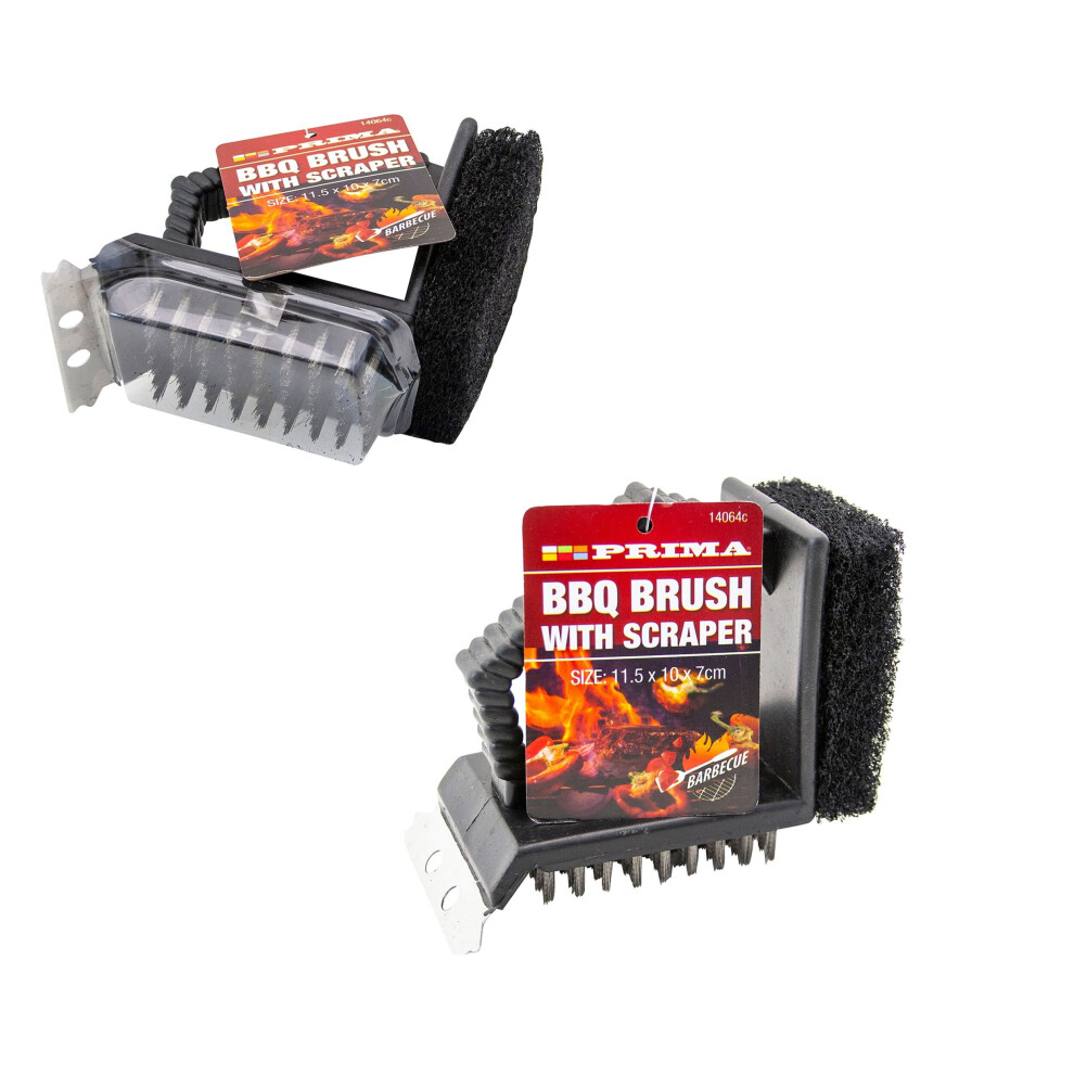 2 BBQ Cleaning Brush Oven Grill Brush With Scraper 3in1 Wire Scrubber