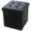 (Small, Black) Single Double Ottoman Foldable Storage Box Footstool Seat Faux Leather 2