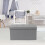 (Large, Silver) Single Double Ottoman Foldable Storage Box Footstool Seat Faux Leather 1