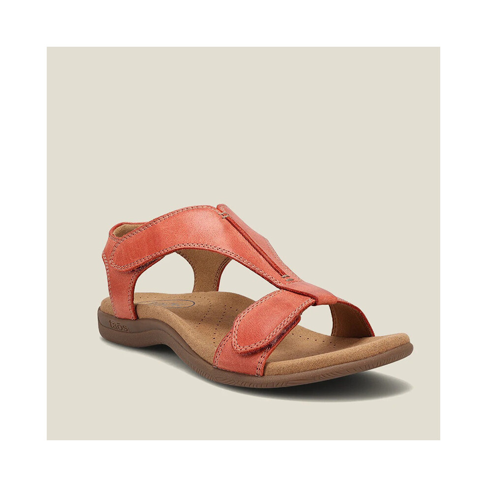 (Orange, 40) Womens Flat Summer Ankle Wide Flat Slippers Beach Sandals Casual Fashion