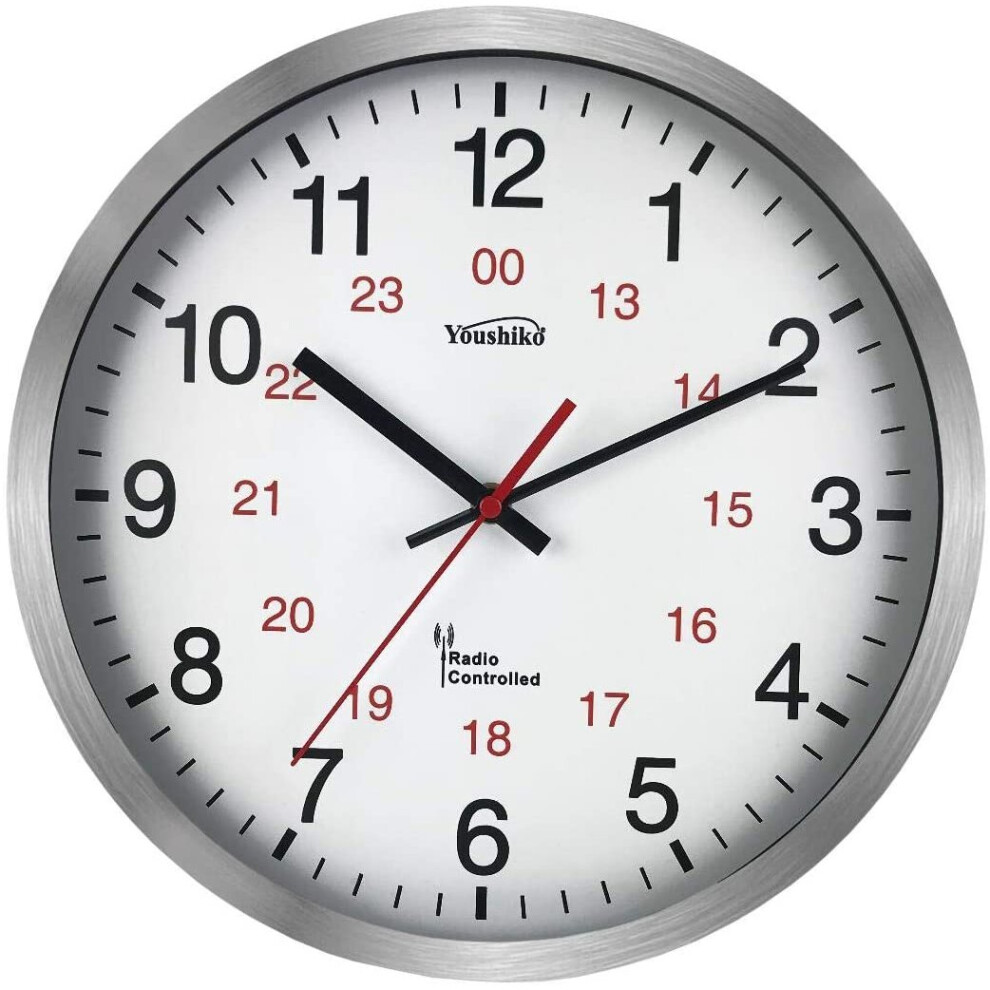 B&Q - Radio Controlled Wall Clock (Official Uk & Ireland Version)Premium QualitySilver Aluminium Case 30Cm, - Image 3