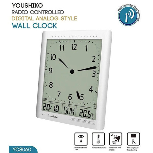 Radio Control Large LCD  Digital Analog  Style Wall Clock 2