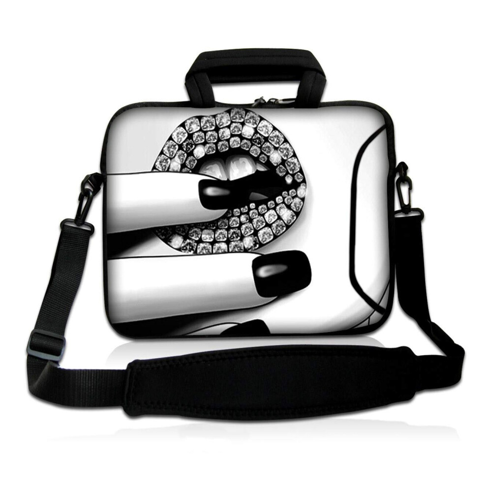 (Diamond Lips) 17" Inch Tablet Laptop Notebook Handle Strap Bag Multicoloured 5056543415967
