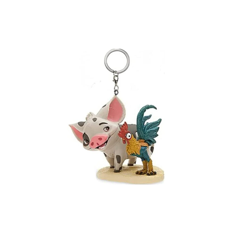 Disney Moana Pua & Heihei Key Ring Keychain Dangler Pvc 2.5" Figure Figurine Multicoloured