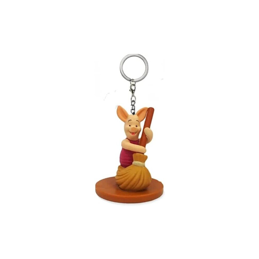 Disney Pooh Piglet Pig 2 Pvc Key Ring Keychain Figure Figurine Charm Dangler